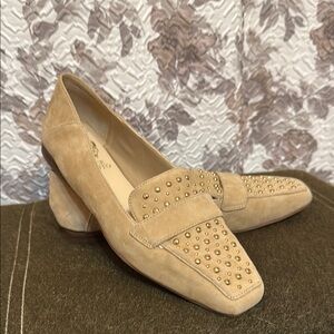 Vince Camuto Women's Tan Loafers with Gold Studs